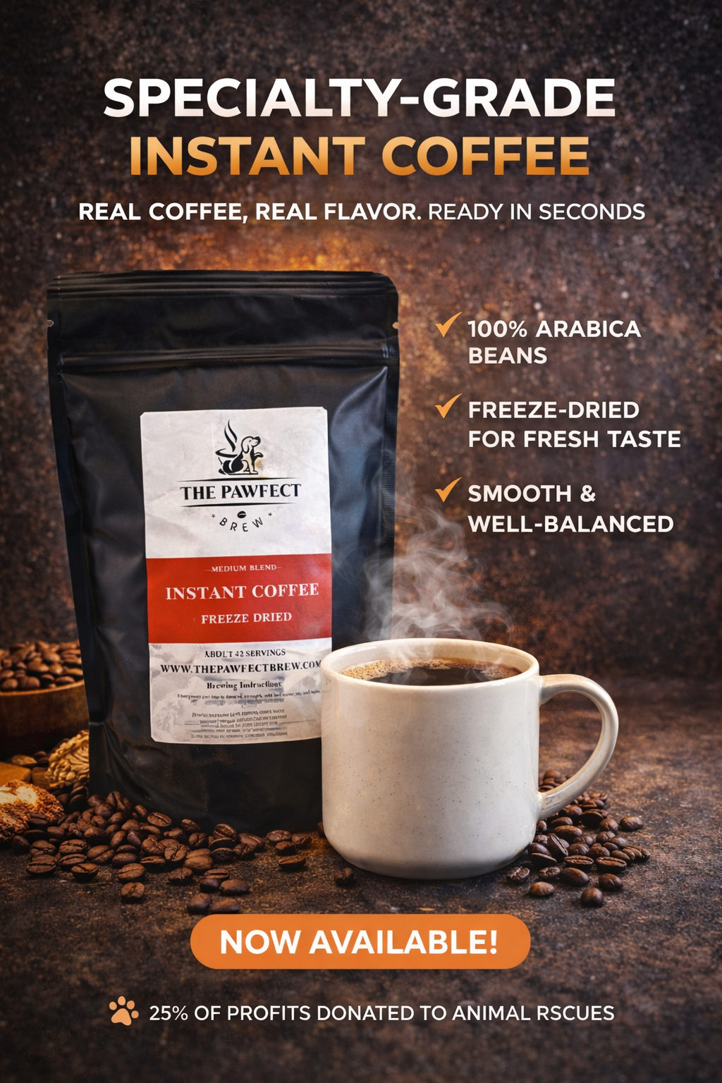 Specialty Grade Instant Coffee – Medium Roast