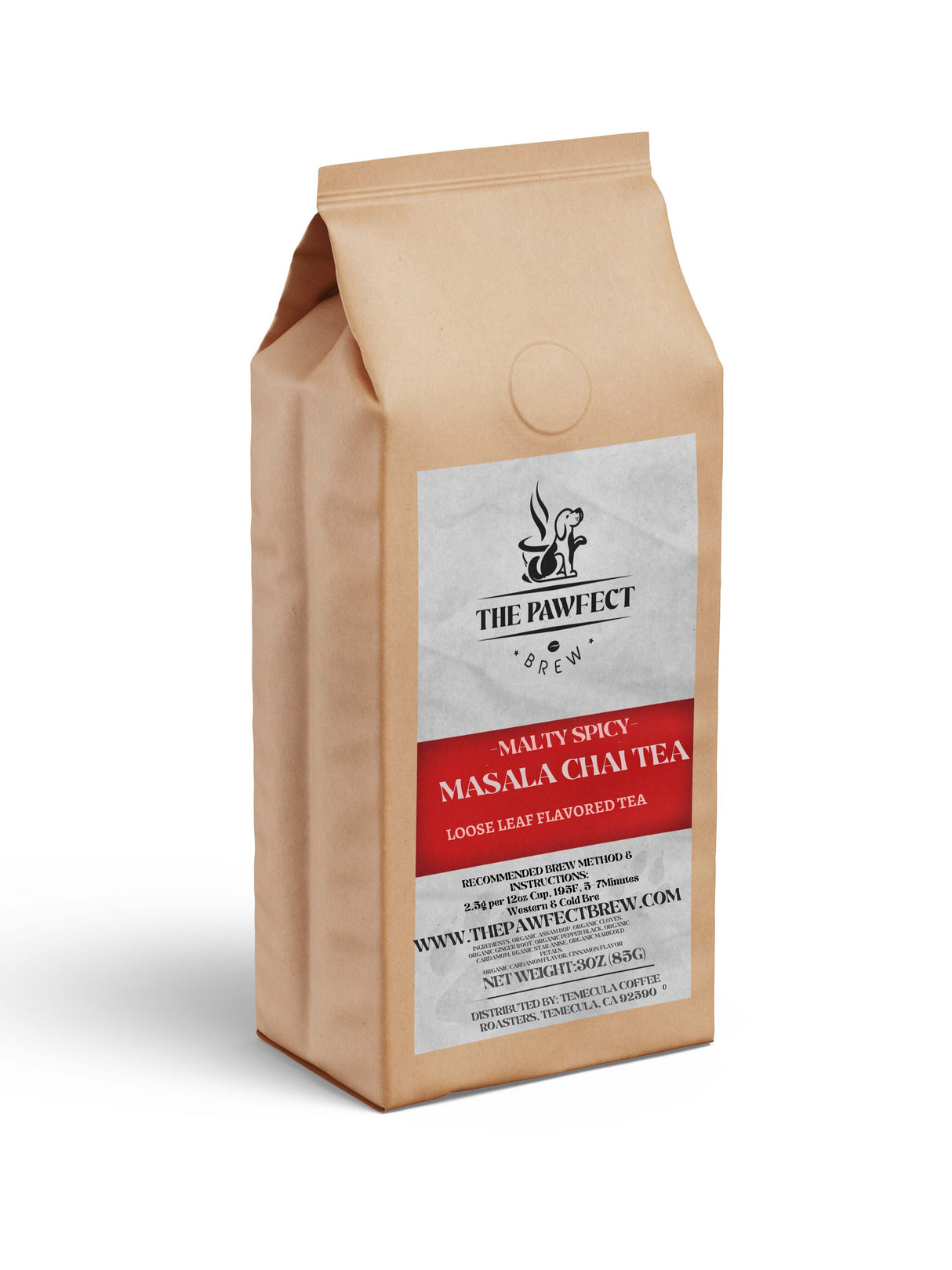 Masala Chai Tea loose leaf bag showcasing bold spices and flavors, perfect for traditional chai or solo enjoyment.