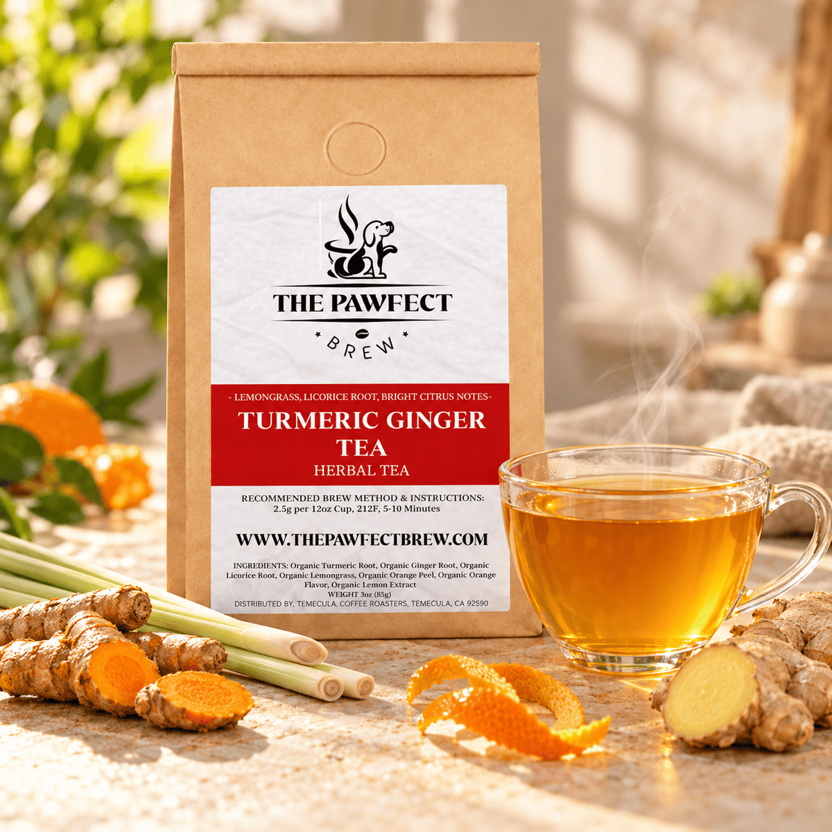 Turmeric Ginger Herbal Tea | The Pawfect Brew - The Pawfect Brew