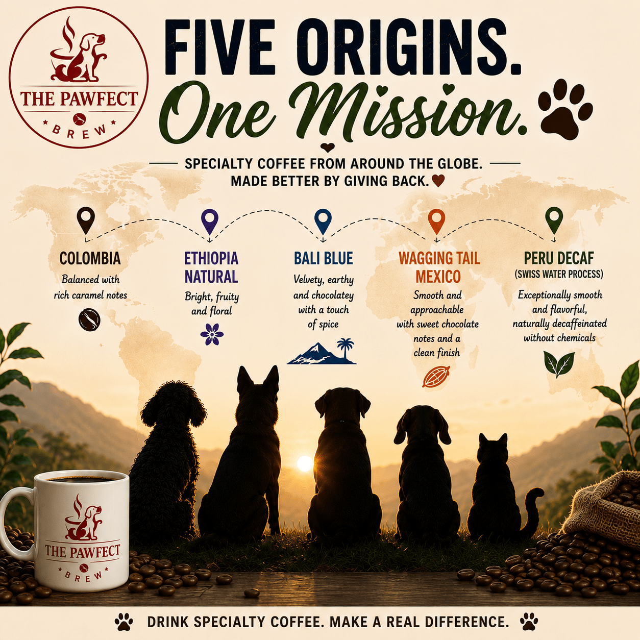Single Origin Specialty Coffee from Around the World | The Pawfect Brew - The Pawfect Brew