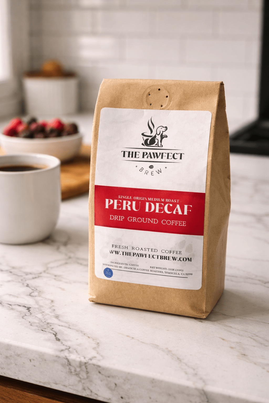 Peru Decaf Single Origin – Medium Roast Coffee | The Pawfect Brew - The Pawfect Brew