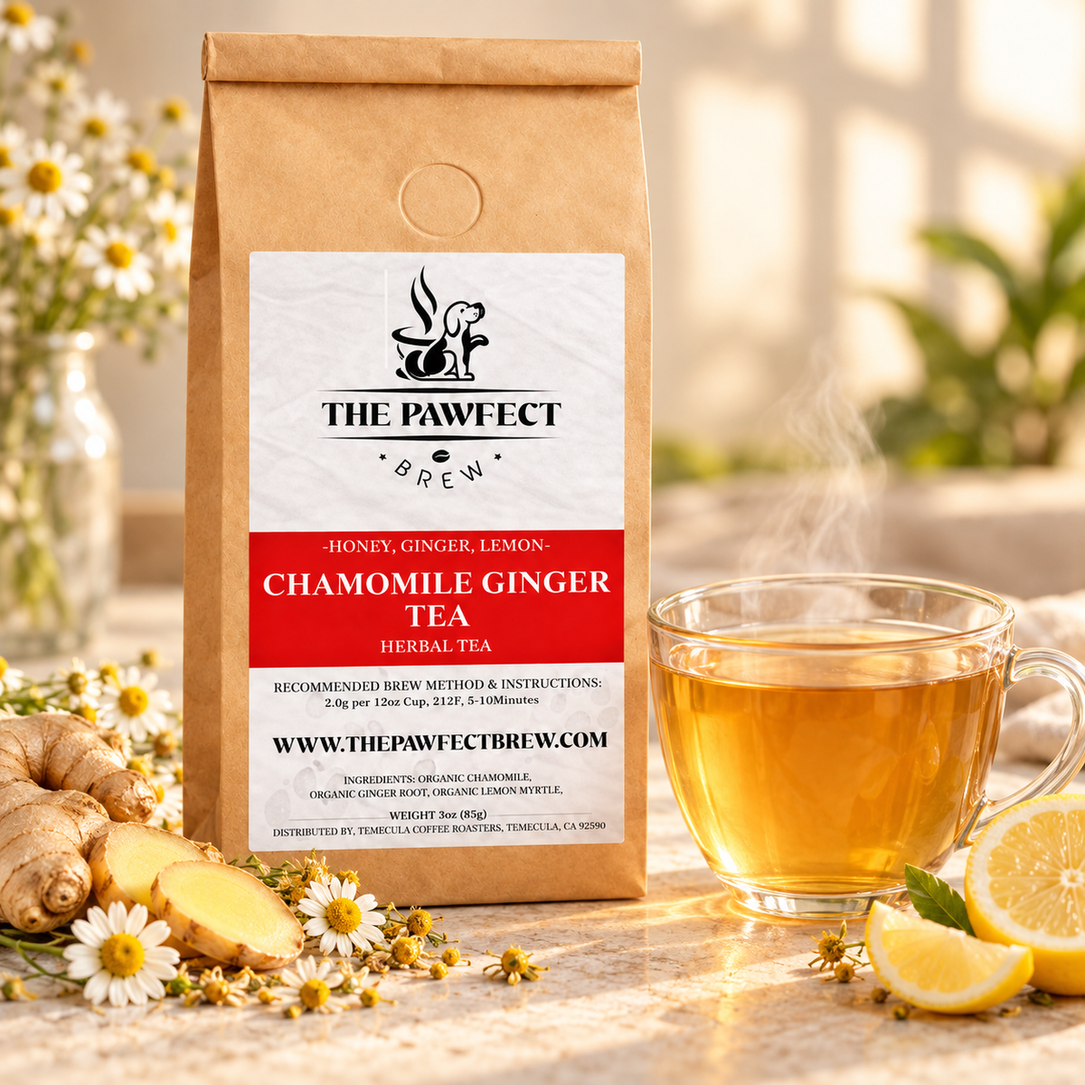Chamomile  Ginger – Herbal Tea | The Pawfect Brew