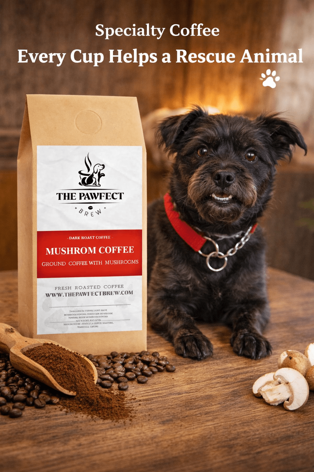 Mushroom Coffee Dark Roast with Lion’s Mane, Reishi & Cordyceps - The Pawfect Brew